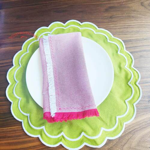 清仓Cotton Linen embroidery Round Placemat棉麻垫刺绣法式餐垫