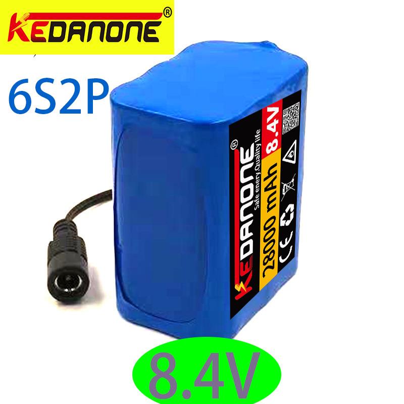 28000mAh 6S2P 8.4V 18650锂离子可充电电池组，自行车灯头灯