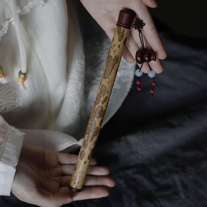 天然梅鹿竹镶嵌酸枝木线香筒 带香插小香筒 线香收纳包装 竹香插