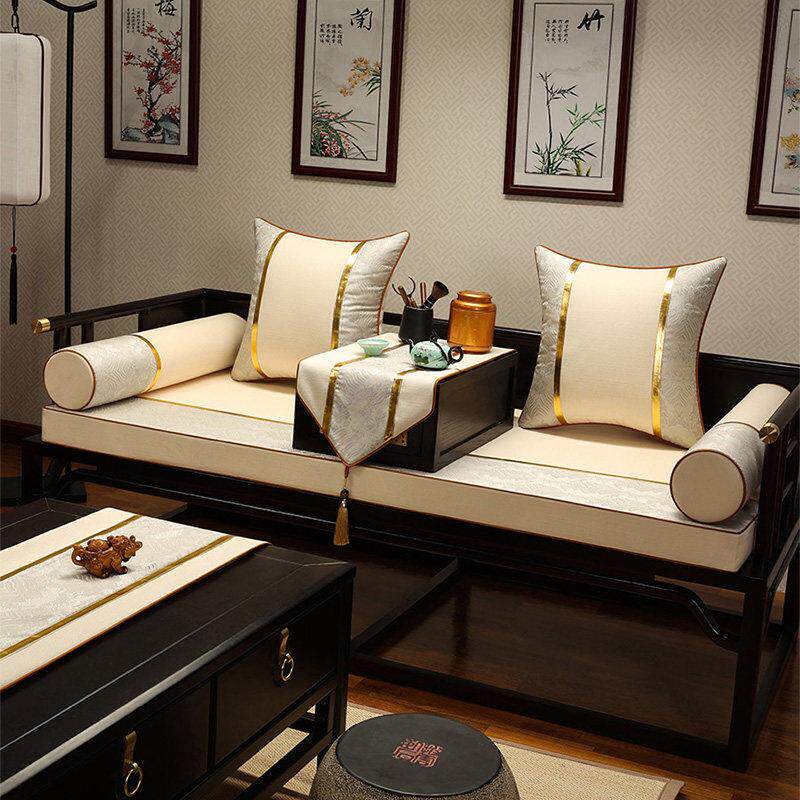 新中式红木沙发垫四季通用座垫布艺防滑海绵垫子实木椅坐垫套夏季