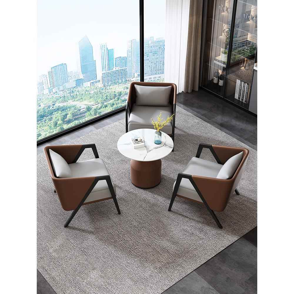 轻奢酒店美容院商务休闲沙发休息区洽谈单人会客接待桌椅茶几组合