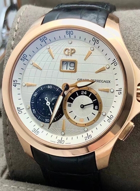 98新GP芝柏49655-52-131-BB6A月相自动机械男士手表44mm正品二手