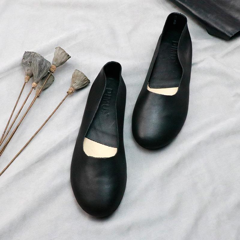 高档妇妈妈豆豆女鞋春夏2025款奶奶新鞋女孕平底鞋真皮覆古浅单口