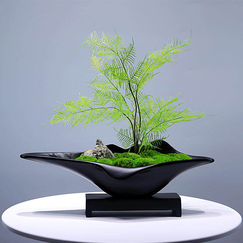 新中式现代永生真苔藓绿植盆景样板房酒店茶室售楼处前台软装摆件