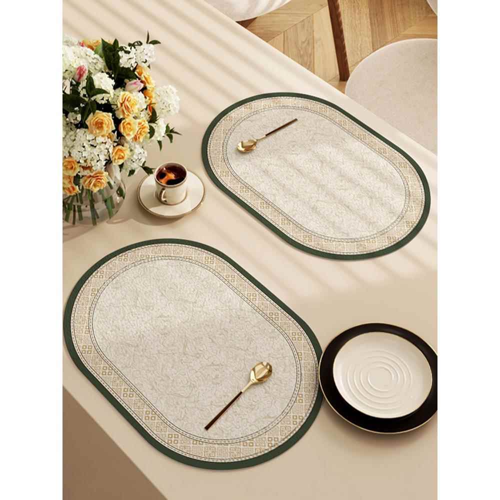 美式椭圆形餐垫隔热垫防水防油免洗皮革西式餐垫家用餐具盘垫碗垫
