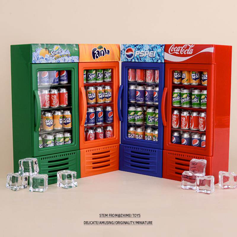 迷你微缩食玩仿真超市饮料可乐冰箱冰柜儿童过家家玩具模型小摆件