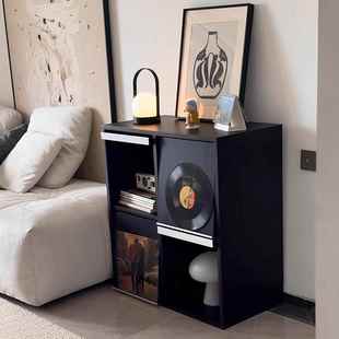 防尘书柜翻门格子柜皮埃尔柜客厅沙发边柜储物柜子北欧风落地书架