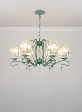 北欧水晶吊灯绿色客厅灯餐厅灯具创意个性简约现代卧室奶油风灯饰