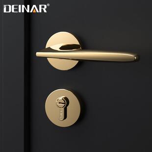 DEINAR迪纳北欧简约室内卧室房门锁套装 化妆室静音门锁金色锁具