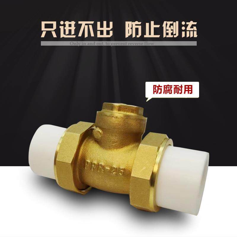 黄铜活接ppr单向阀止水纯铜卧式热熔止回阀4分6分1寸浙江玉环