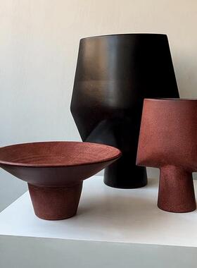 态生活侘寂风手工高级感陶瓷抽象摆件现代简约艺术花瓶装饰大摆设