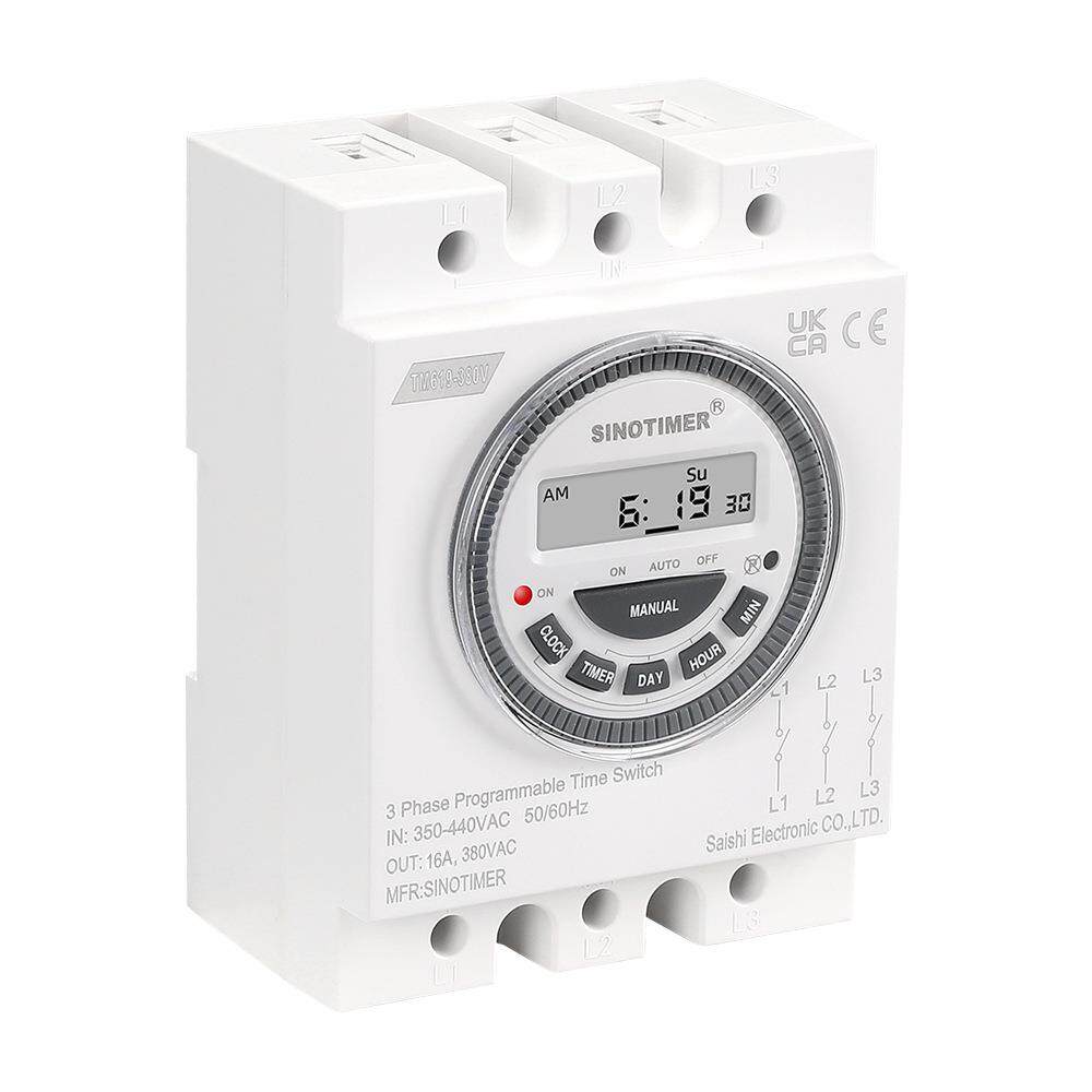 TM619-380V 三相定时器时控开关7天周可编程水泵时间控制器