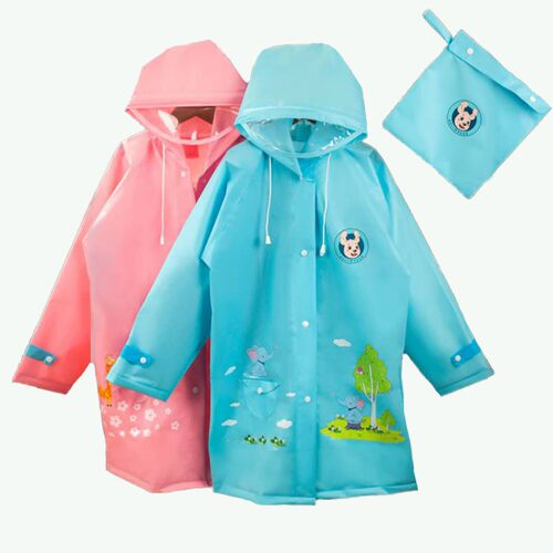 儿童卡通雨衣环保EVA便携中长款加厚连帽小学生带书包位轻便