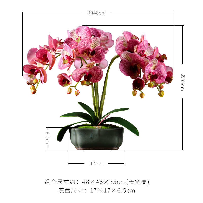 创意高端手感蝴蝶兰仿真花客厅茶几盆栽假花艺摆件电视柜装饰摆设