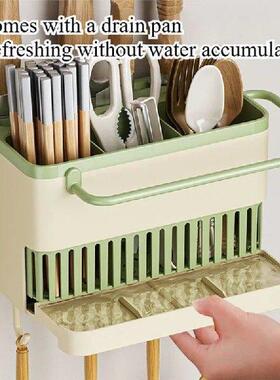 Kitchen Utensil Chopstick Storage Rack With Hook Drainage