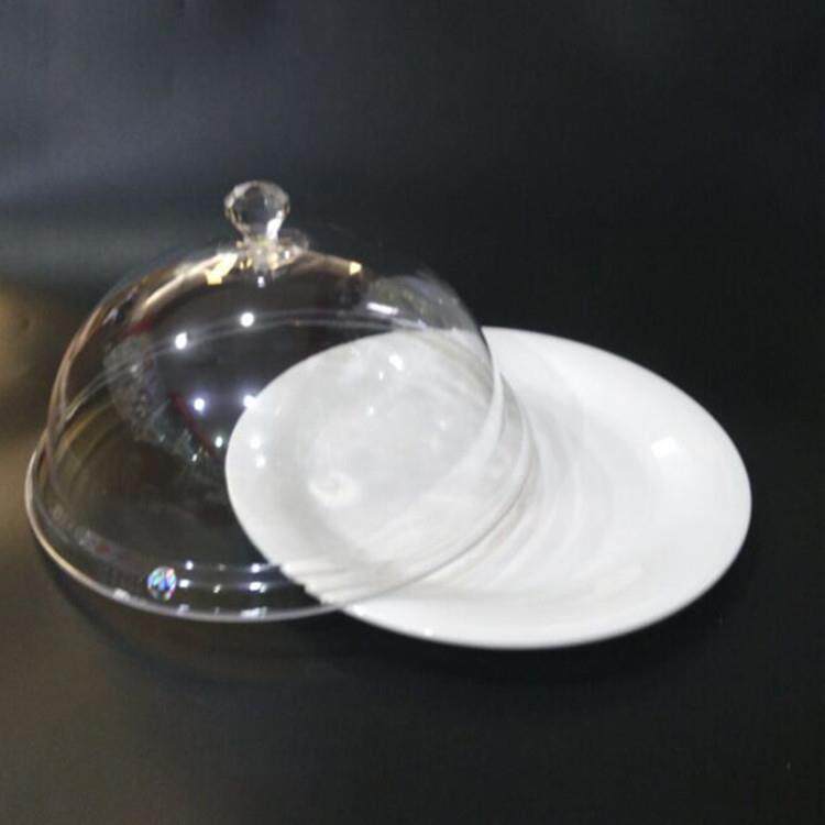 嘉PC亚克力圆形透明带手柄餐盖菜盖食品点心防尘盖超市试吃盘罩