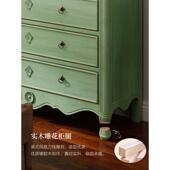 美式 实木斗柜卧室五斗柜梳妆台一体收纳柜复古彩绘抽屉柜床尾柜子