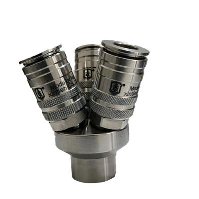 气动不锈钢快速接头圆三通圆二通空压机气泵插管高压自锁快插接头