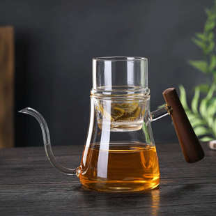 茶壶懒人泡茶器高硼硅玻璃家用过滤花红茶冲茶器透明茶水分离茶具