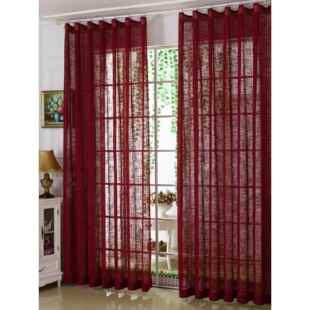 定制 纯色 窗帘 窗纱 纱帘 麻纱 卧室 客厅 阳台 安克拉红酒红色