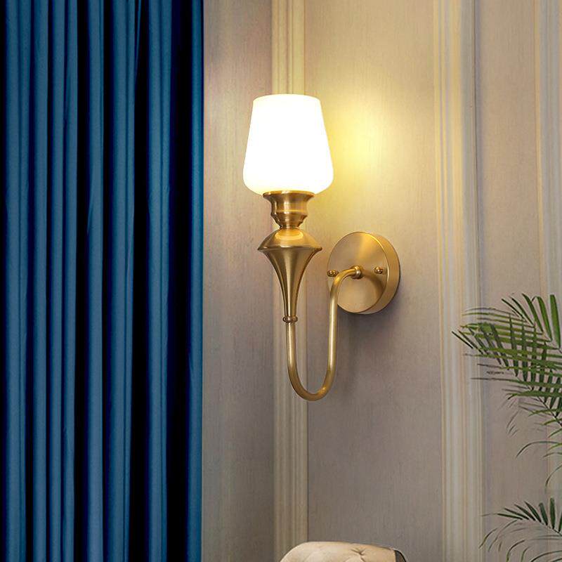 壁灯简约美式轻奢全铜法式复古简欧客厅背景墙卧室床头网红灯