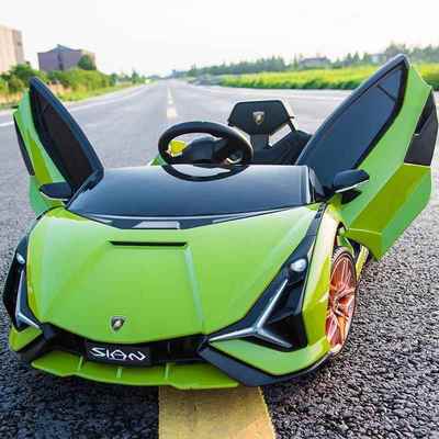 高档兰博基尼儿童动车四带遥控电车宝宝玩具车可汽坐人男女小轮孩