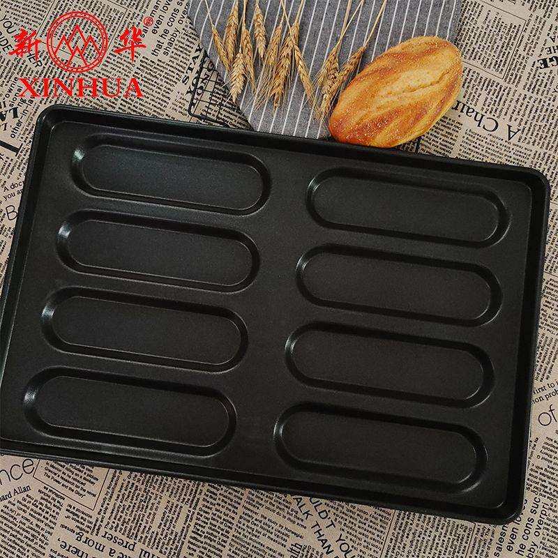 汉堡胚商用不沾8连15连汉堡烤盘热狗圆形椭圆型面包模40*60磨具
