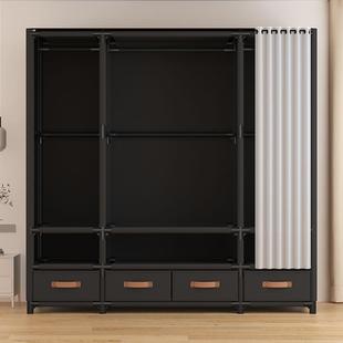 简约架现卧金属框布衣柜带抽屉拼装 室出租房大代容KFJ量收纳衣橱