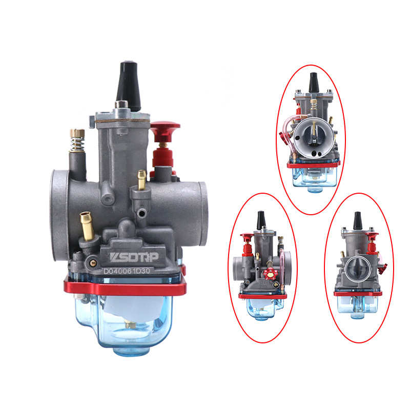 摩托车PWK 21 24 26 28 30 32 34MM透明蓝色油底壳高速可调化油器