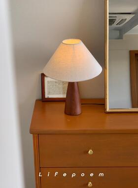 Lifepoem实木覆古台灯新中式侘寂风卧室床头Vintage禅意氛围灯