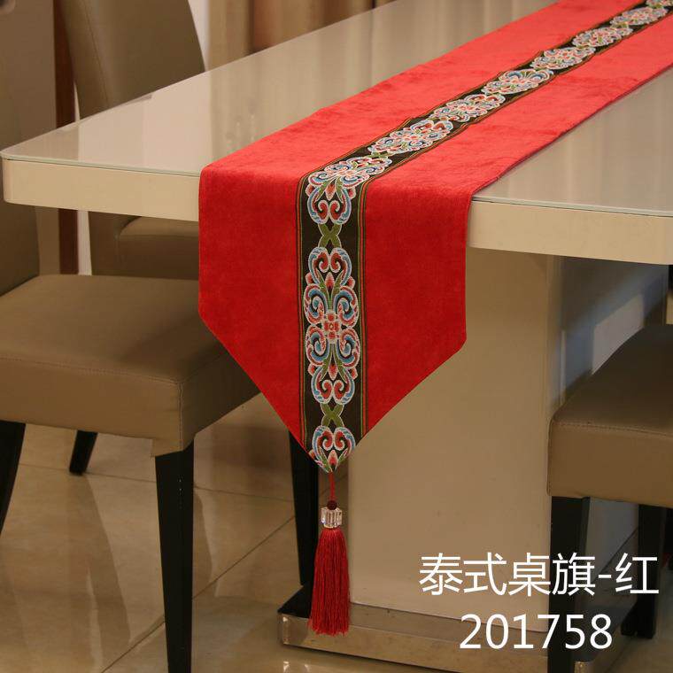 3Q妈咪新中式简欧泰式桌旗美式简约欧式餐桌茶几床尾巾软装布艺