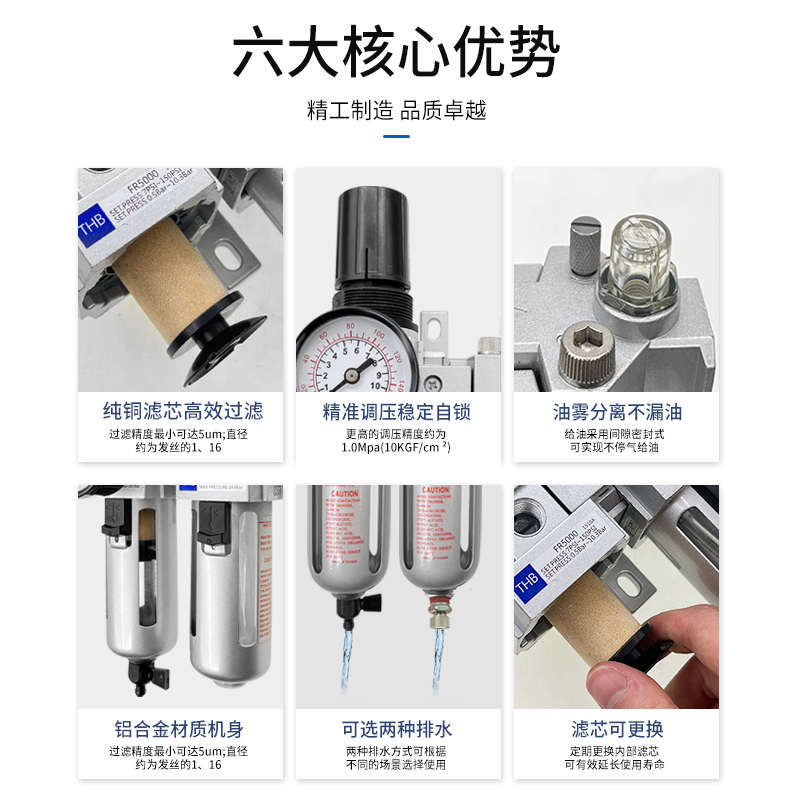 台湾THB辉宝FRL50三联件空气油水分离器进口6分三点组合精密过滤