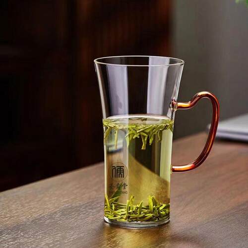 高端玻璃绿茶杯猴魁龙井专用高级泡茶杯家用办公室喝茶杯子水杯