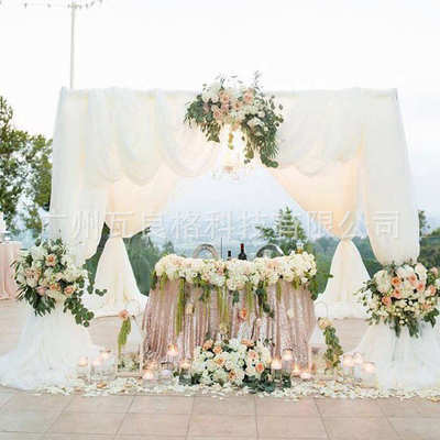 外贸窗帘架户内外适用易装铝合金伸缩背景架double pipe出口