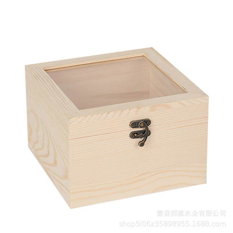 实木永生花木盒定制玫瑰花盒子玻璃盖透明多肉盒首饰收纳伴手礼盒