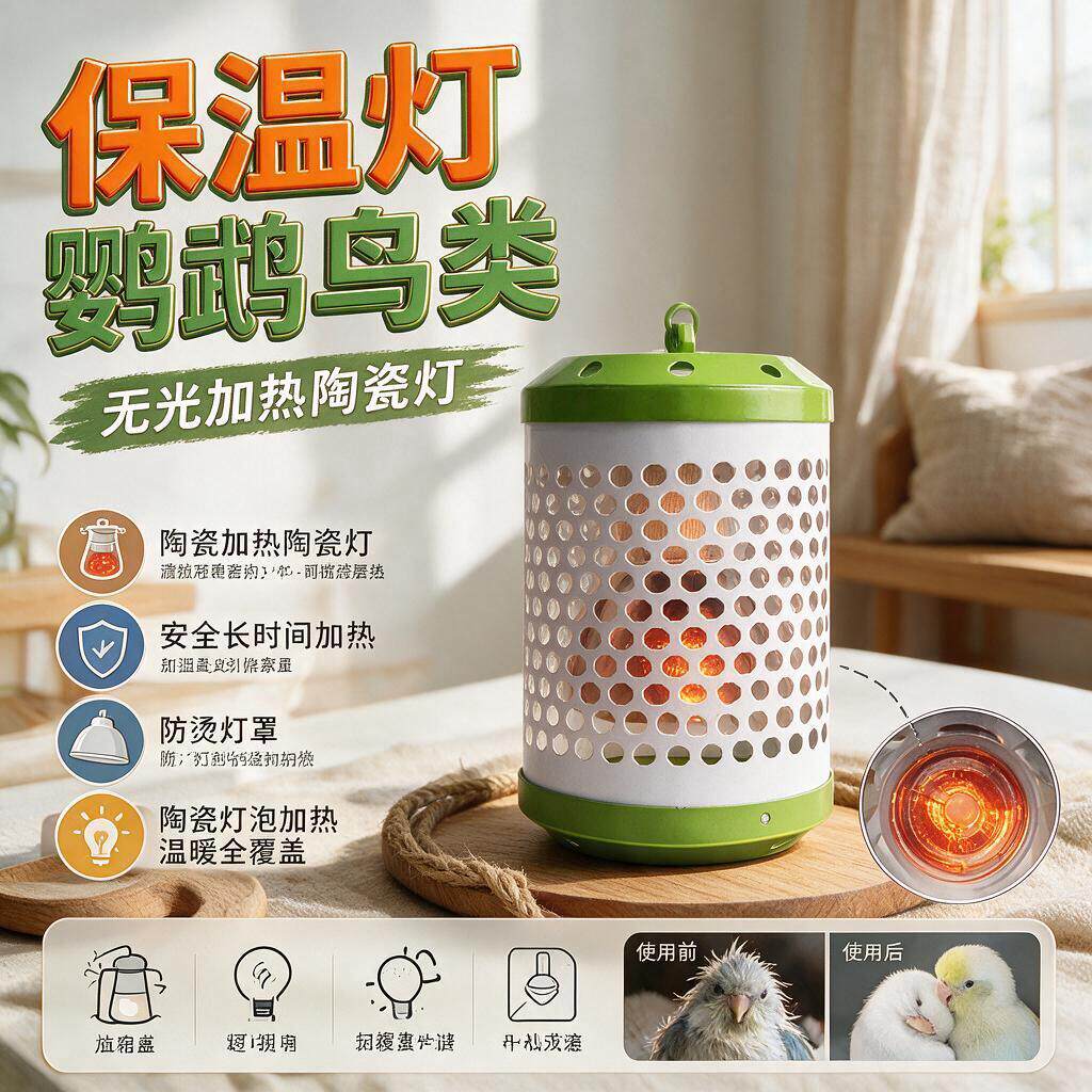 鹦鹉保温灯鸟类专用无光取暖恒温控过冬防咬防烫灯罩鸟笼窝加热器