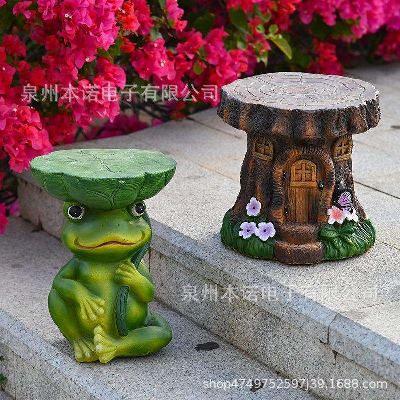 庭院树脂凳子摆件创意树脂工艺品雕塑花园摆件夏季庭院青蛙板凳子