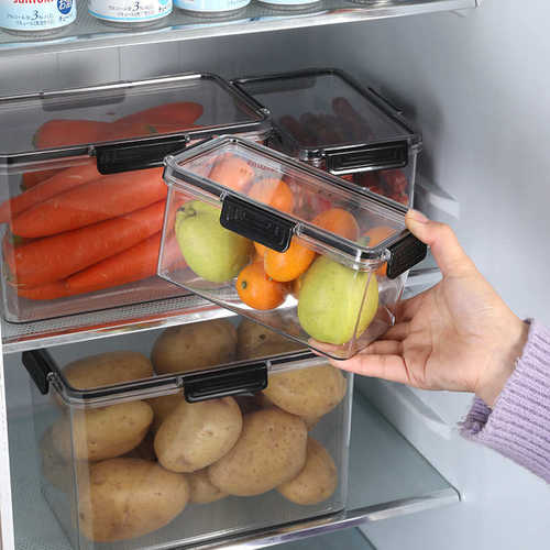 件套冰箱厨房盒收纳盒方形密封四高收纳盒密封保鲜可透冷冻食品级