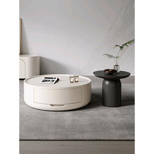 设计师奶油风圆形大小茶几组合桌客厅家用小户型极简高级感