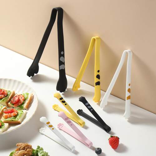 Cute Cartoon Silicone Food Tongs, Kitchen Heat-Resistant Ton