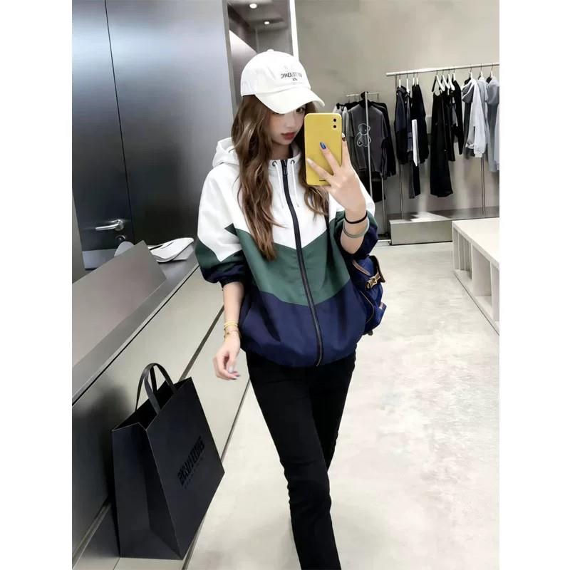 极速运动外套女士春秋欧货拉链开衫休闲防晒风衣撞色冲锋衣棒球服