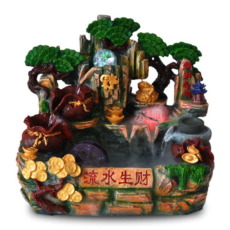 盆景 假山工艺品 创意 金蟾 流水喷泉加湿器 树脂 摆件 家居装饰