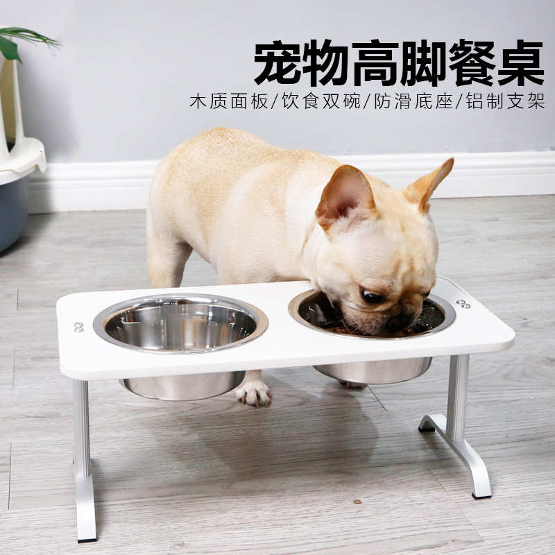 狗碗护颈狗食盆双碗大型犬防打翻粮碗高脚猫碗饮水大号宠物碗用品