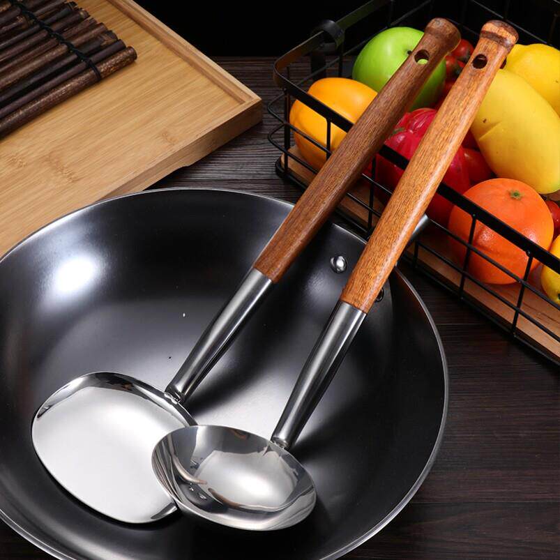 官方旗舰店正品锅铲铁锅专用德国进口加厚不锈钢木柄湘西圆形家用