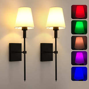 新款免布线充电壁灯美式客厅过道楼梯布罩壁灯酒店客房床头灯