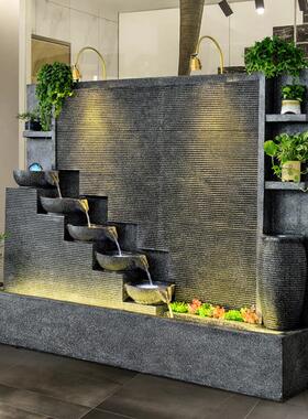 招财流水喷泉水幕墙庭院内水景观室外装饰鱼缸池入户客厅屏风摆件