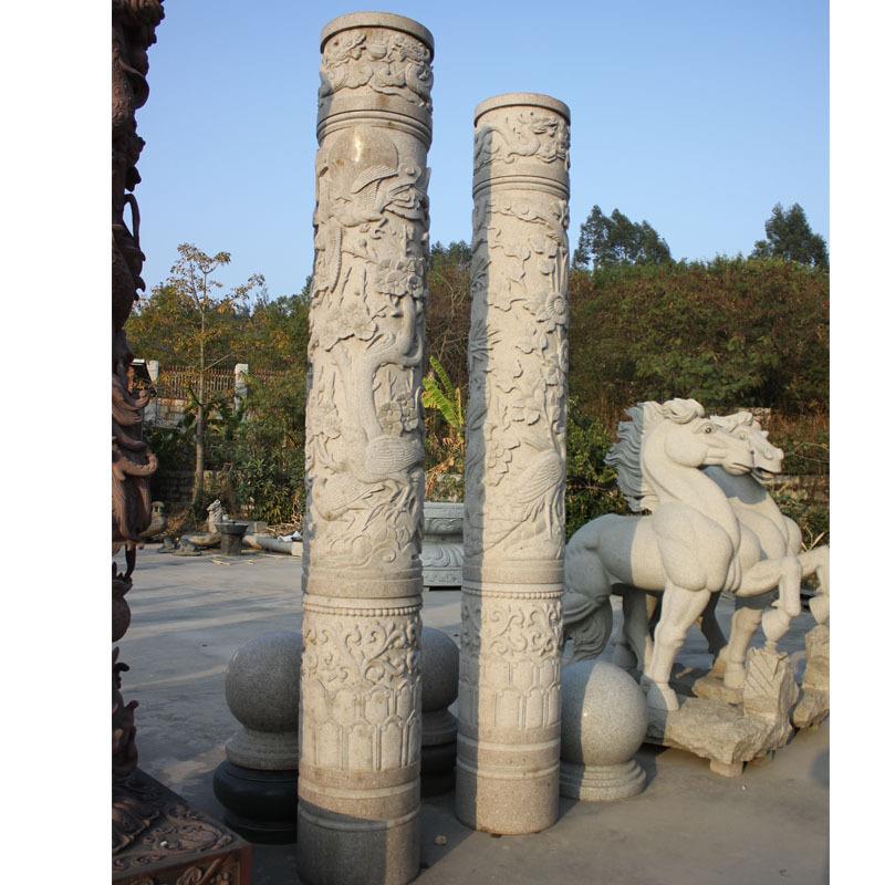 石雕龙柱大理石盘龙柱公园寺庙祠堂青石龙柱惠安加工中式风格