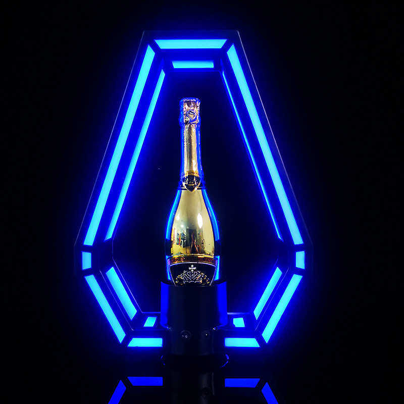 LED七彩光酒座酒吧香槟洋酒白酒KTV出酒具酒架铁艺亚克力菱形