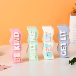 slogan标语蜡烛硅胶模具 烘焙模具 英文字母波浪长条香薰蜡烛模具