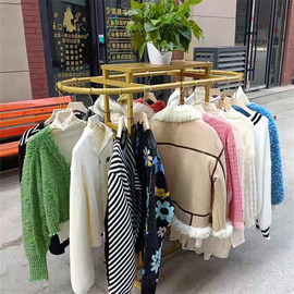 铁艺金色服装店展示架落地式童装店，货架女装挂衣服，架子圆形中岛架